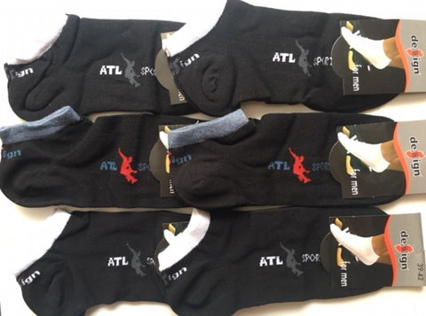 6 párů kotníkových ponožek ATL černá