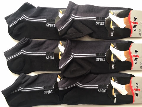 6 párů kotníkových ponožek Sport černá